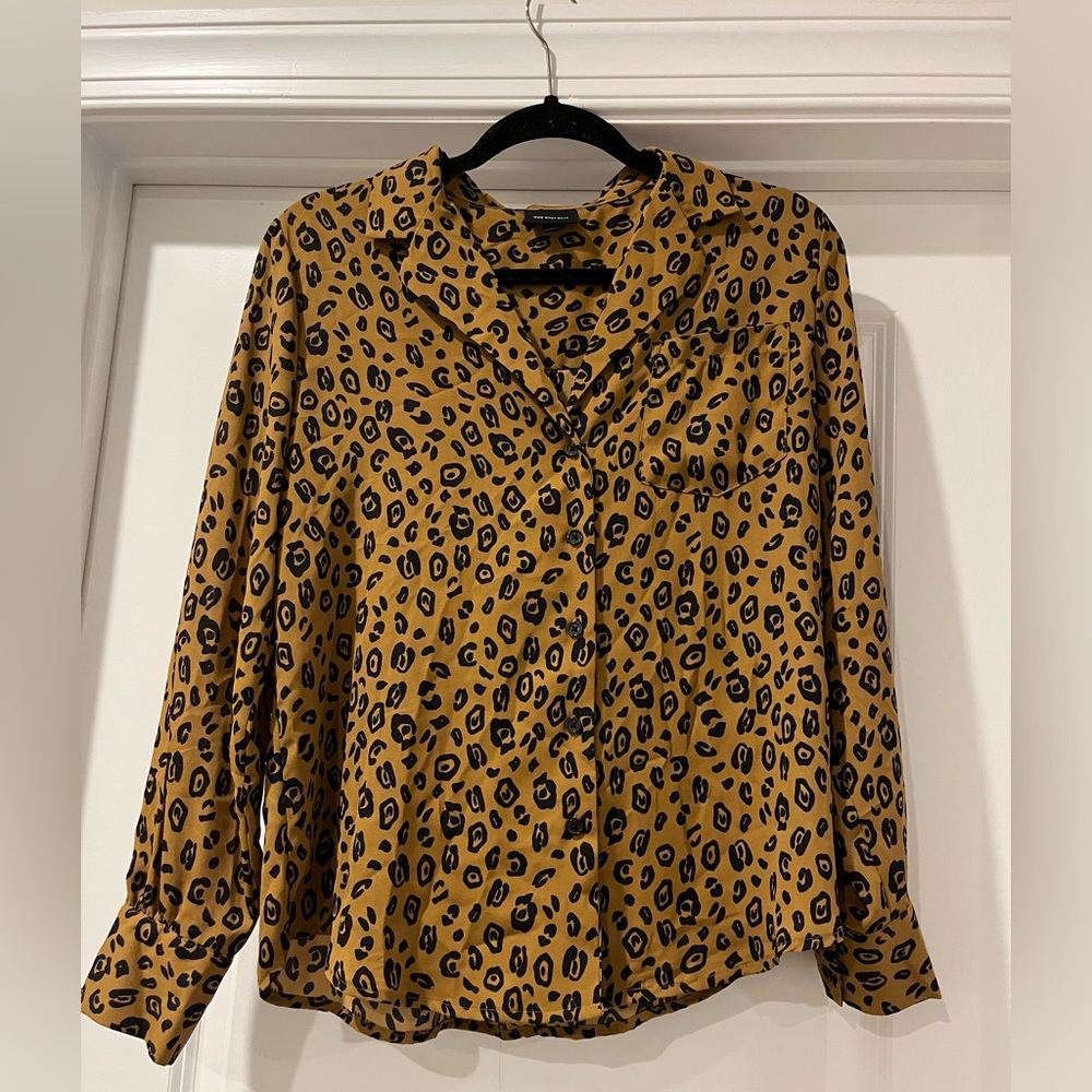 Animal print button up top